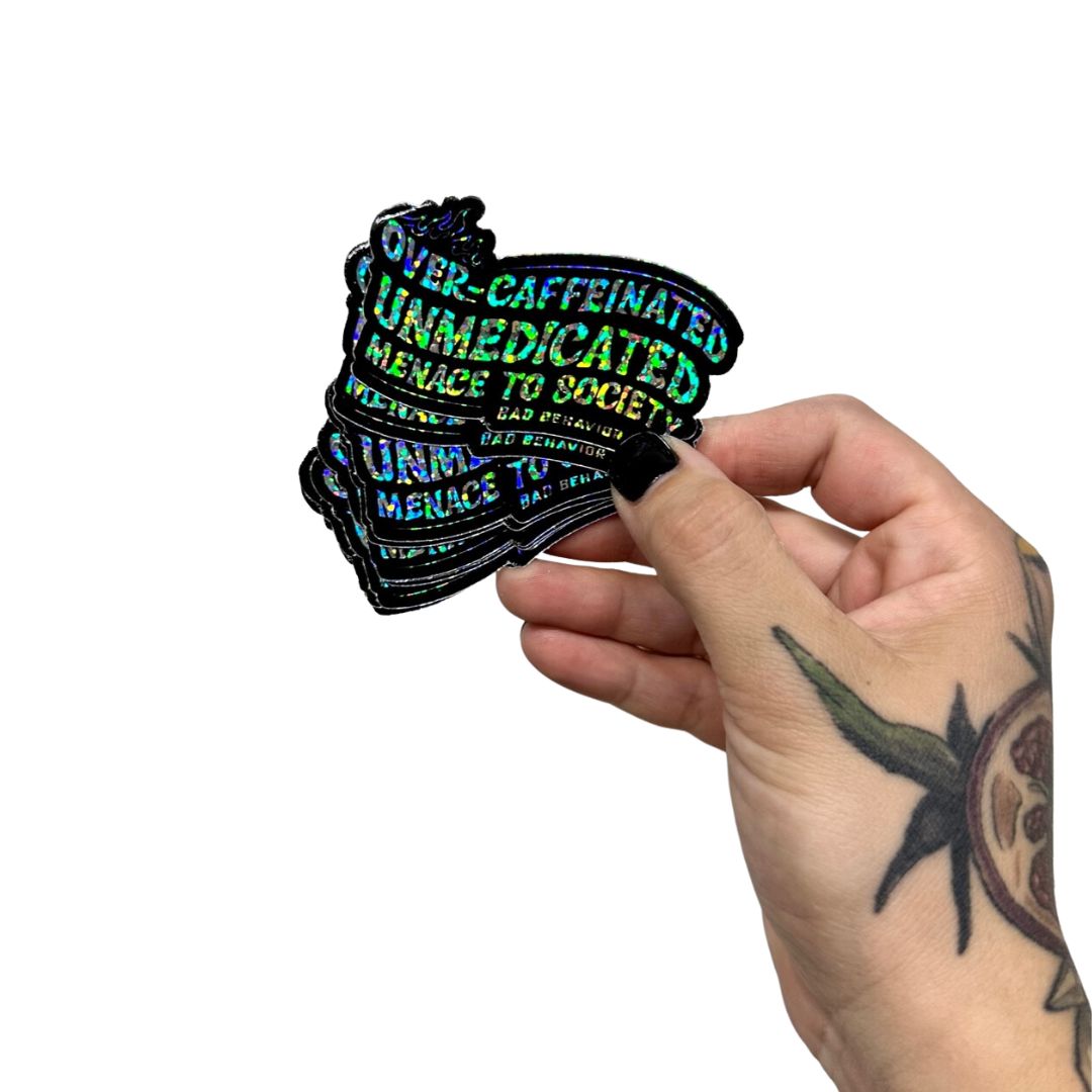 Overcaffeinated Glitter Sticker
